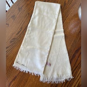 Vintage Anne Klein Silk & Wool Ivory or Cream Colored Scarf